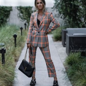 Vici Londyn Pocketed High Rise Plaid Trousers